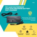72V 4A Waterproof E-Bike Electric Scooter Lead Acid/Graphene Battery Fast Charger | Compatible with 72V (6x12V) Batteries | 3-Pin Connector | Heavy-Duty Build Rapid Charging - Image 2